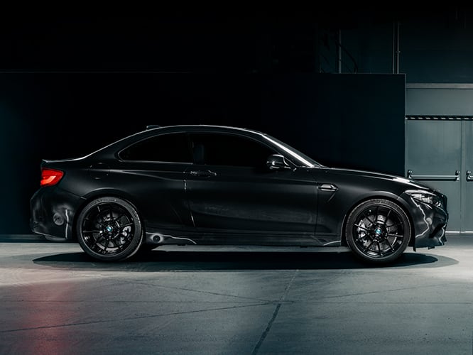 Side view of the BMW M2 Edition designed by Futura 2000 showing custom paint