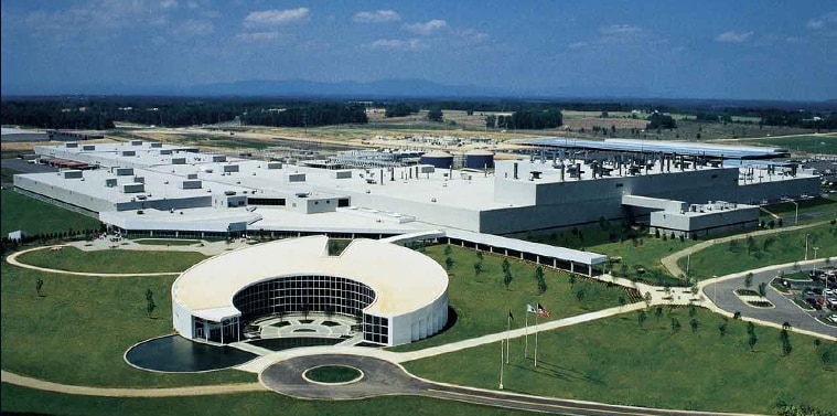 Aerial view of a BMW plant