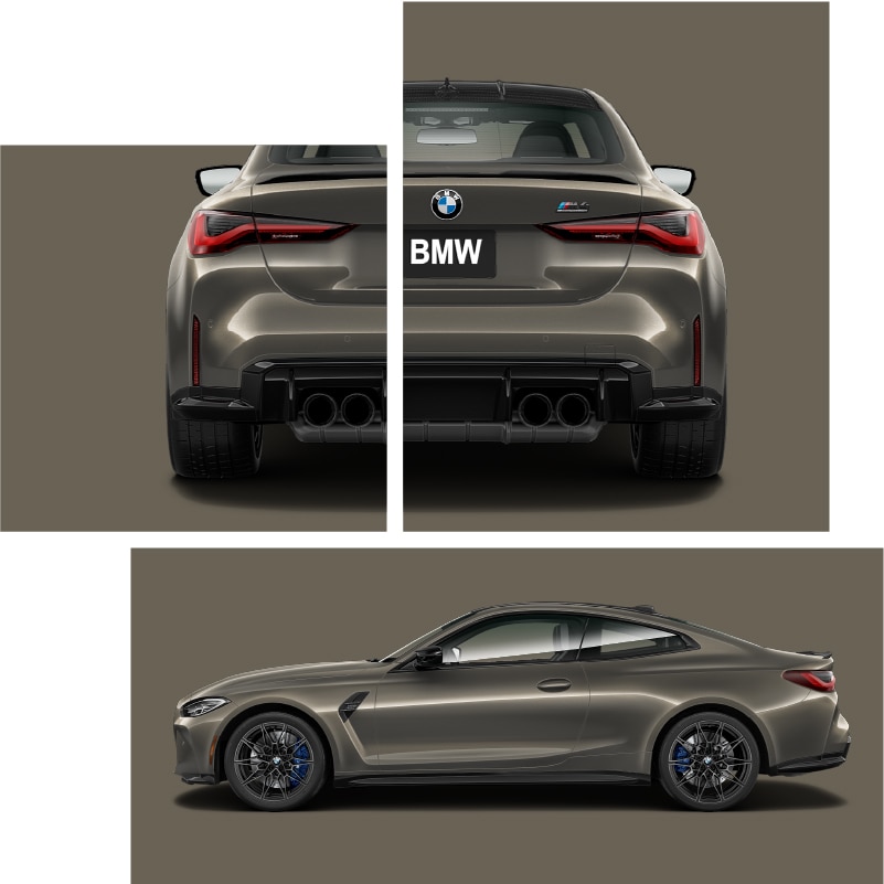 Detail of different angles of a BMW in Sepang Bronze