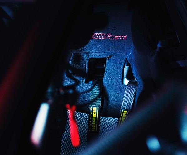 Detail of driver's seat in the BMW M4 GT3