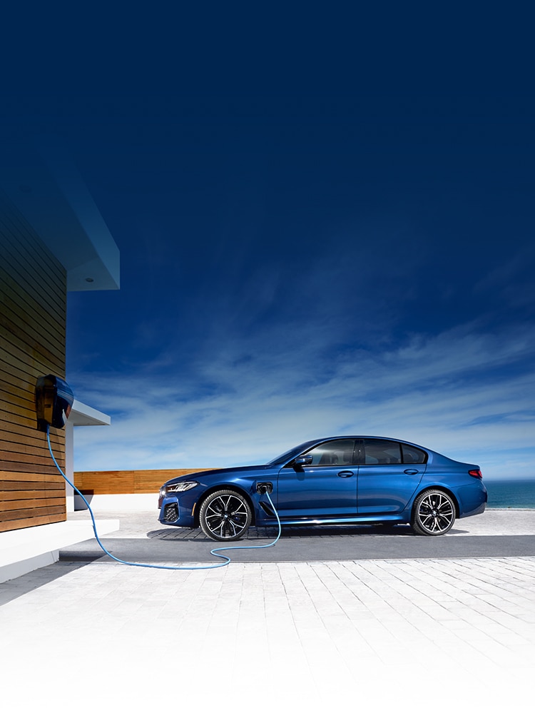 The 2022 BMW 5 Series 530e plug-in hybrid charging with a BMW i Wallbox