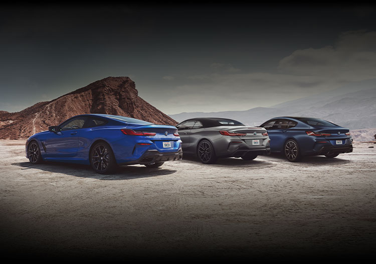 Pack shot of the 8 Series Convertible, Coupe, and Gran Coupe