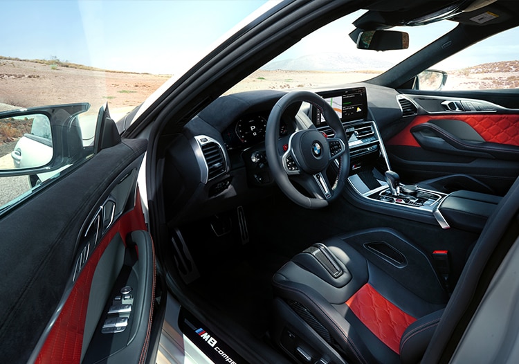 Interior view of the 2025 BMW M8 Competition Gran Coupe cabin
