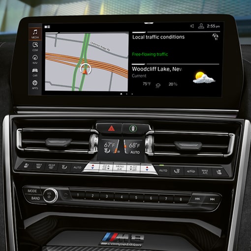 Detail of 12.3 inch Central Information Display in a 2025 BMW M8 Competition Convertible