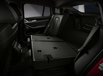 Interior shot of the rear folding seats in the BMW X4
