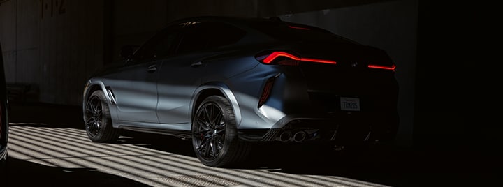 Close up of the BMW X6 M competition's slim LED taillights