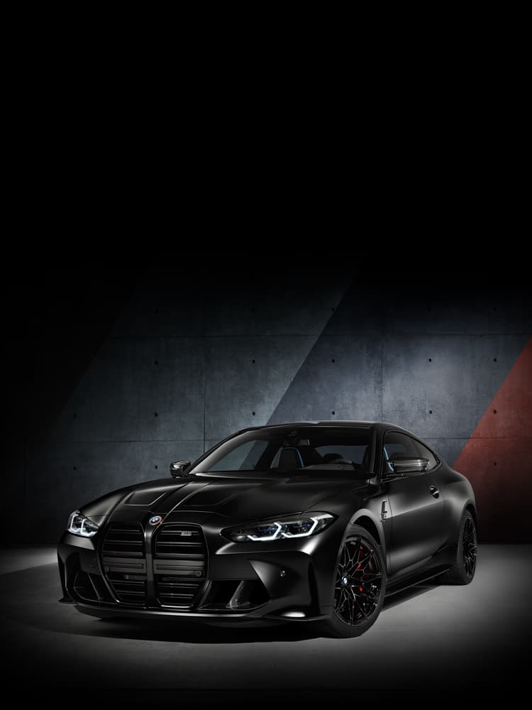 Front view of BMW M4 Competition x Kith in Frozen Black paint finish