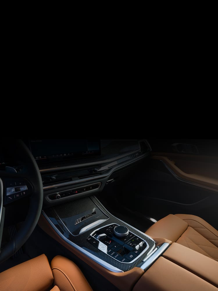 Interior shot of the Silver Anniversary Edition X5 SUV featuring Sensatec upholstery in Cognac